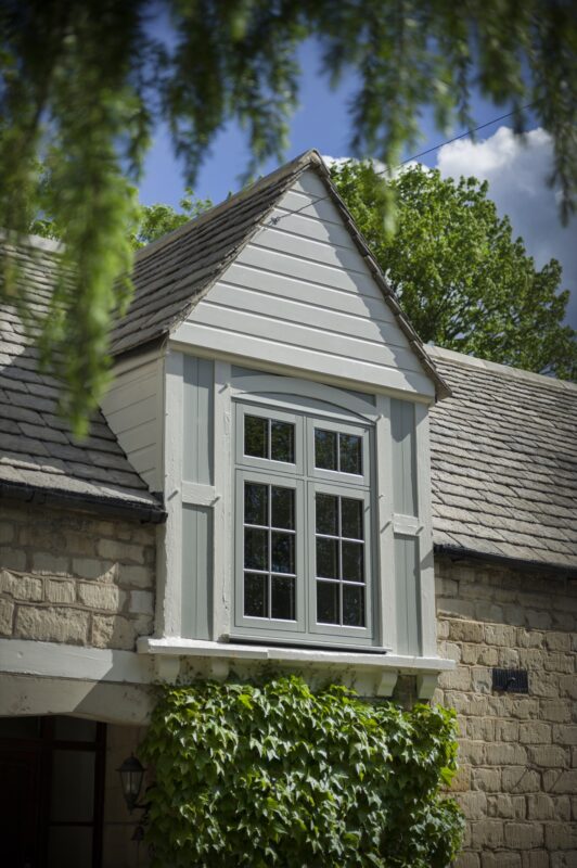 Dormer window finished in green uPVC window colour